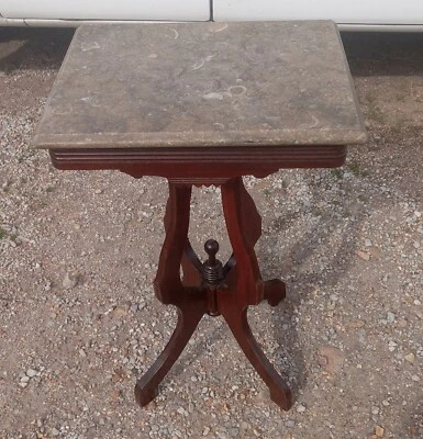 Mahogany Marble Top Center Table / Lamp Table  (PRT149) - Image 1 of 4