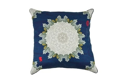 Cojín 100% algodón cojín cuadrado - diseño de loto azul 45 x 45 cm - Imagen 1 de 3