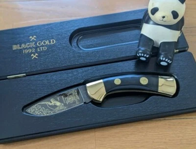 RARO! ¡DE COLECCIÓN! ¡Cuchillo Plegable Boker 1992 Negro y Dorado Hecho en Alemania! Foto 1 de 4