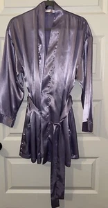 Vintage Victorias Secret Kimono Robe One Size Pink Satin Belted Pockets Purple - Picture 1 of 3