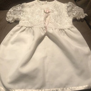 91A Vintage Lace With Rose White Girls Dress 4T - Picture 1 of 10