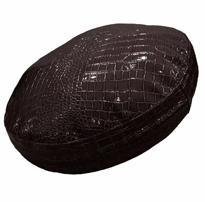 pd1002r Brown Round Faux Crocodile Glossy Leather Cushion Cover Custom Size - Image 1 of 4