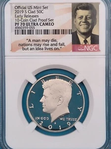 Kennedy 50c NGC PF 70 2019-S revestido ultra camafeo lanzamientos tempranos - Imagen 1 de 4