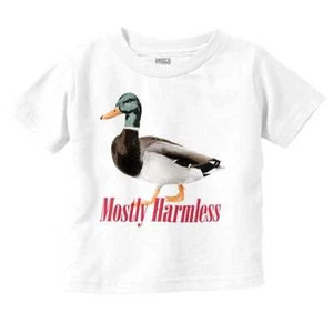 Funny Duck Animal Humor Mostly Harmless Joke Toddler Boy Girl Youth T Shirt Tee - Picture 1 of 6
