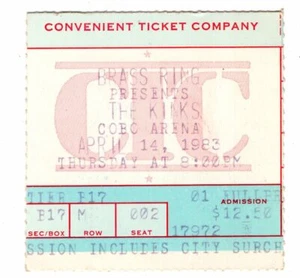 THE KINKS April 14 1982 COBO ARENA Detroit VINTAGE Original CONCERT TICKET STUB - Picture 1 of 1