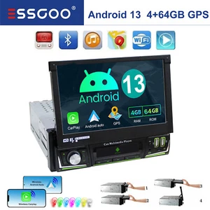 7" 1 DIN Autoradio ausziehbarer Touchscreen Carpaly Android 13 Bluetooth GPS USB - Bild 1 von 14