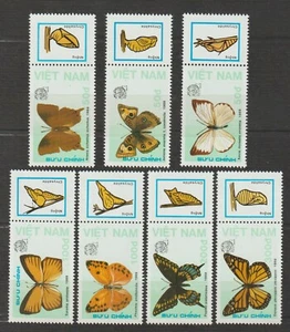 1989 Vietnam Stamps Butterflies India '89 Scott # 1924-1930 MNH - Picture 1 of 1