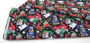 Fabric Traditions quilt-craft fabric WINTER FUN DOGS black 5 yds (16426) Bolt! - Picture 1 of 1