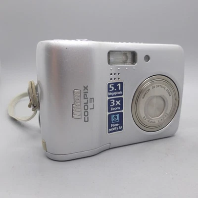 Nikon Digital Camera Coolpix L3 5.1MP Silver Tested - Image 1 of 4