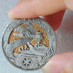 Movable Mechanism Coin "The Savior`s Hand"  Amazing Hobo Art US Eagle - Picture 1 of 5
