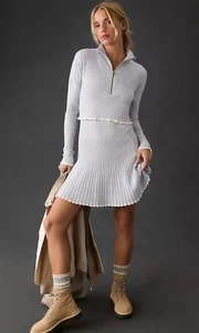 Daily Practice by Anthropologie Miles Sweater Dress 1/4 Zip Gray Blue Size M - Picture 1 of 10