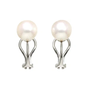 MIKIMOTO Akoya Perla 8.2mm Pendientes Clip en 18K WG 750 90286093 - Imagen 1 de 6