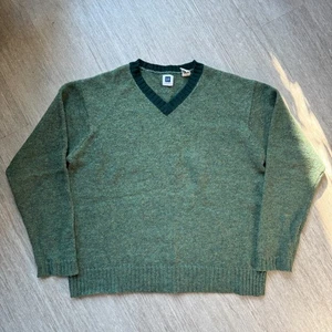 Maglione maglia GAP vintage Y2K 100% lana verde uomo M boxy fit manica lunga pullover - Foto 1 di 7