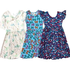 NWT Size 7 DotDotSmile Twirl Dresses Lot Palm Trees Bows Hearts - Picture 1 of 5