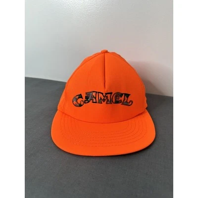 Sombrero de Camionero Vintage Camel Tabaco Neón Naranja Caza EE. UU. Hecho en Unión Camuflaje Foto 1 de 4