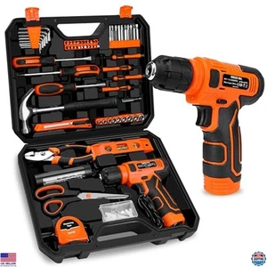 Juego de herramientas de 139 piezas con taladro inalámbrico de 8 V y estuche de almacenamiento para reparaciones en el hogar - Imagen 1 de 6