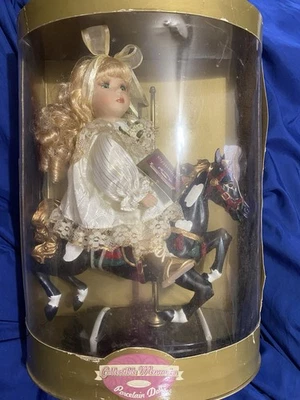 Collectible Memories Porcelain Doll On Carousel Horse New. - Image 1 of 4