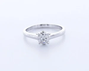 0.6CT Certified Lab-Created Diamond D/VS2 Round Cut 14K Gold Classic Accent Ring - Picture 1 of 4