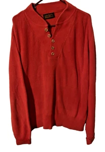 Vintage Eddie Bauer Pullover Herren XL Rot Henley Heavy Fisherman Made In USA - Bild 1 von 6