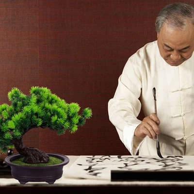 Simulation Bonsai Small Potted Artificial Potted Pine Decoration Ornament - Image 1 of 4