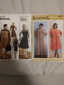 Lot Of 2 NEW Butterick Patterns Women's Dreses Long/Short Sleeve Size 18W To 24W - Picture 1 of 5