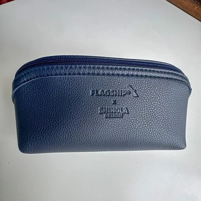 Bolso vacío Shinola Detroit Flagship AA de cuero azul marino con cremallera Foto 1 de 4