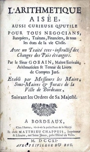 Seltene Abhandlung Pädagogik Handel und Buchhaltung GOBAIN bordeaux 1711 - Bild 1 von 12