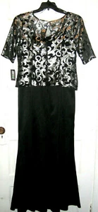 Le Bos Silver & Black Dress Size 8 Metallic Design - Picture 1 of 3