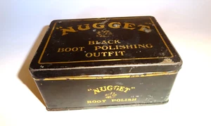 RAR! VINTAGE "NUGGET" SCHWARZ STIEFEL POLIEREN OUTFIT BLECH LITHO DOSE - Bild 1 von 7
