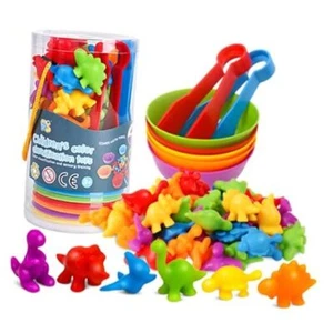 Counting Toys Matching Game for Kids with Sorting Bowls Sensory Toys Dinosaurs - Picture 1 of 7