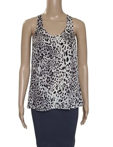 JOIE Ivory Gray Black Leopard Print Scoop Neck Racerback Tank Top Sz XS $128 - Picture 1 of 5