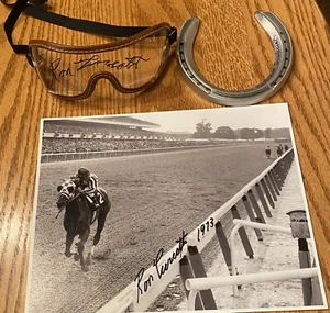 Secretariat Horseshoe, Goggles, Picture 3 items signed Ron Turcotte Autograph s - Picture 1 of 4