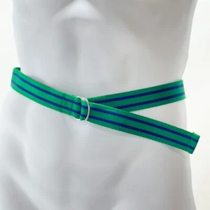 Polo Ralph Lauren Belt Green Blue Stripe Fabric D- Ring Boys Size 16 - Picture 1 of 7