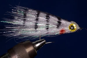 Fliegentom Shad Streamer (eau salée) blanc avec rayures noires - Picture 1 of 6