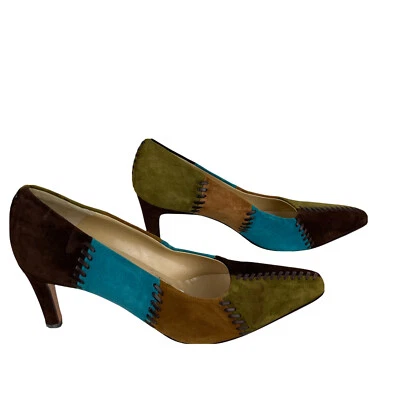 Sapatos Salvatore Ferragamo camurça tamanho 9.5B patchwork multicolorido - Imagem 1 de 4