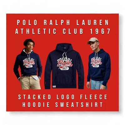 Polo Ralph Lauren 堆叠标志羊毛连帽衫运动衫男式海军蓝大号 _A3 — 第 1/4 张图片