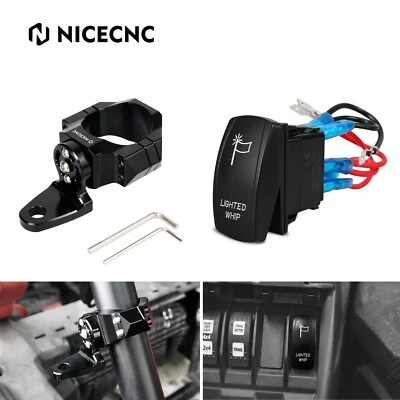 1.75"-2" LED Whip Light Mount Bracket Holder & Rocker Switch UTV ATV For Polaris - Image 1 of 4