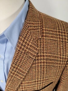 Precioso abrigo deportivo vintage de tweed marrón a cuadros Lebow construcción de lona completa - Imagen 1 de 9