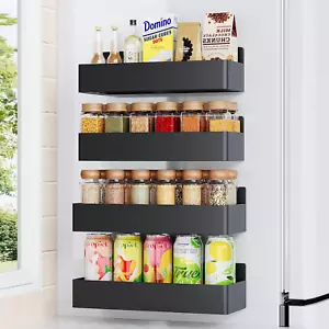 4 Pack Magnetic Spice Rack for Refrigerator Organizer Moveable Shelf Fridge - Picture 1 of 11