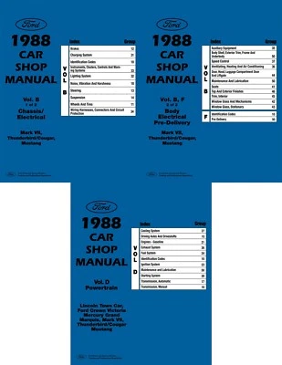 Ford Mustang Thunderbird Mark VII 1988 Cougar Shop conjunto manual - volúmenes B, D y F Foto 1 de 4