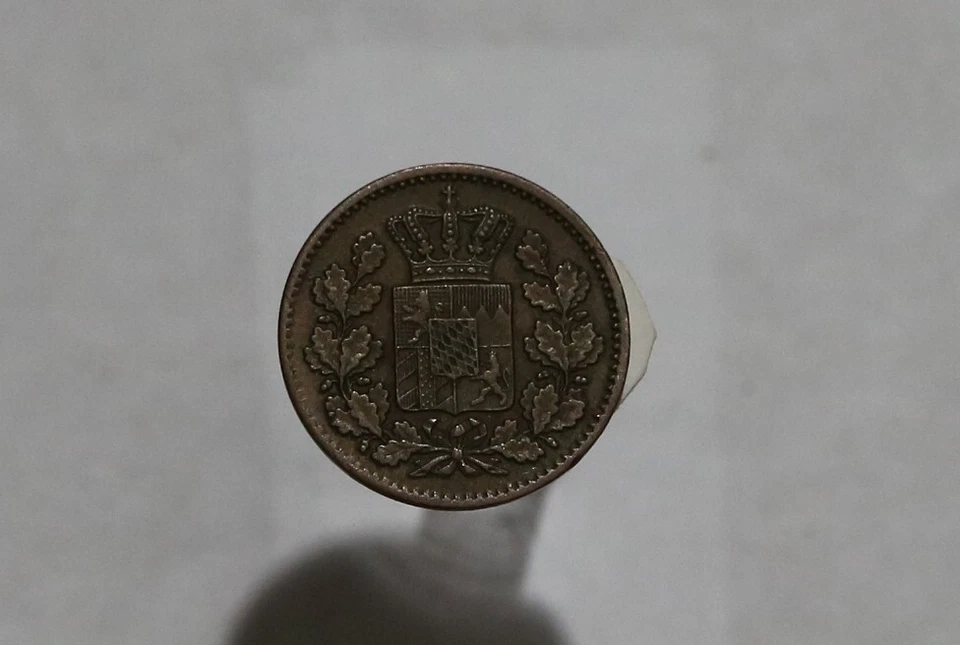 🧭 GERMANY BAVARIA 1 PFENNIG 1860 SHARP DETAILS B50 #K6699 - Image 1 of 2