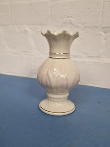 Jarrón Belleek 1980-1993 blanco y rosa - Imagen 1 de 8