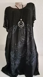 Sommerkleid Strandkleid Vivien free Size 50-52 Made in Italy Schwarz Netzarm - Bild 1 von 3