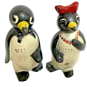 VTG Willie & Millie Penguin Salt Pepper Shakers F&F Works Ohio MCM 3" Cool - Picture 1 of 10