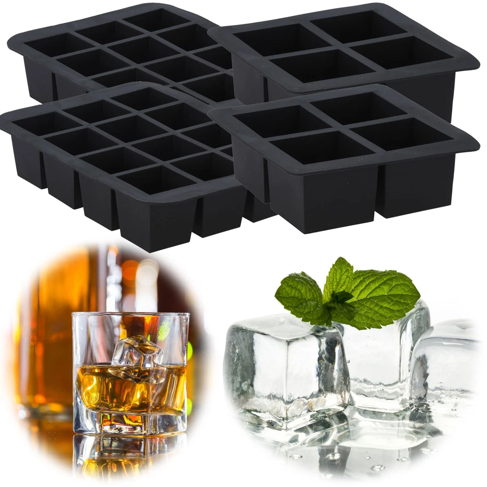 2 XXL Silikon Eiswürfelformer 4-5cm große Würfel Eiswürfelform Eiswürfelbereiter - Bild 1 von 4