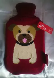 Bouillotte avec Pull en maille tricot Couleur bordeaux avec Bulldog + cadeau - Imagen 1 de 2