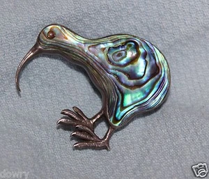 PIN BROCHE DE PÁJARO ABULÓN KIWI PLATA ESTERLINA DE COLECCIÓN EXCELENTE CALIDAD ARTESANAL - Imagen 1 de 6