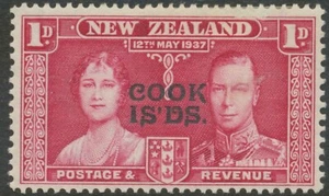 COOK ISLANDS 1937 Coronation of King George VI. + Queen Elisabeth 1d carmine M/M - Picture 1 of 1