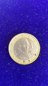 1 Euro coin with defect, 2002 Austria, Mozart, Embossing with offset. Rare - Picture 1 of 4