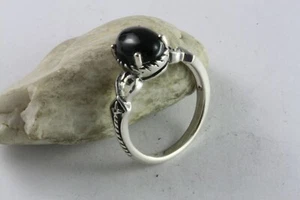 Design Nero Zirconia Pietra Anello da Donna Vero 925 Argento IN / 642 - Foto 1 di 4